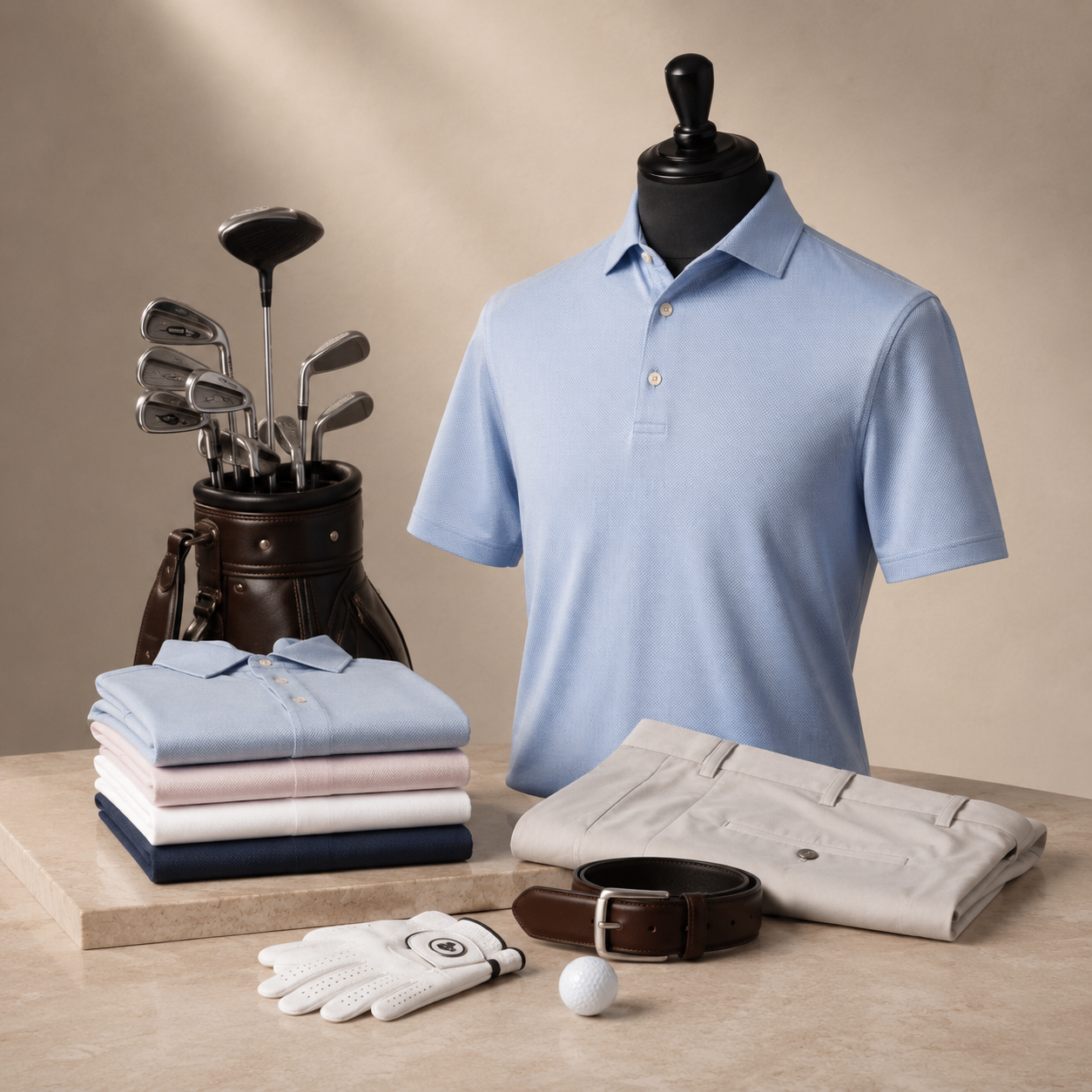 Premium polo shirt and coordinated golf apparel collection